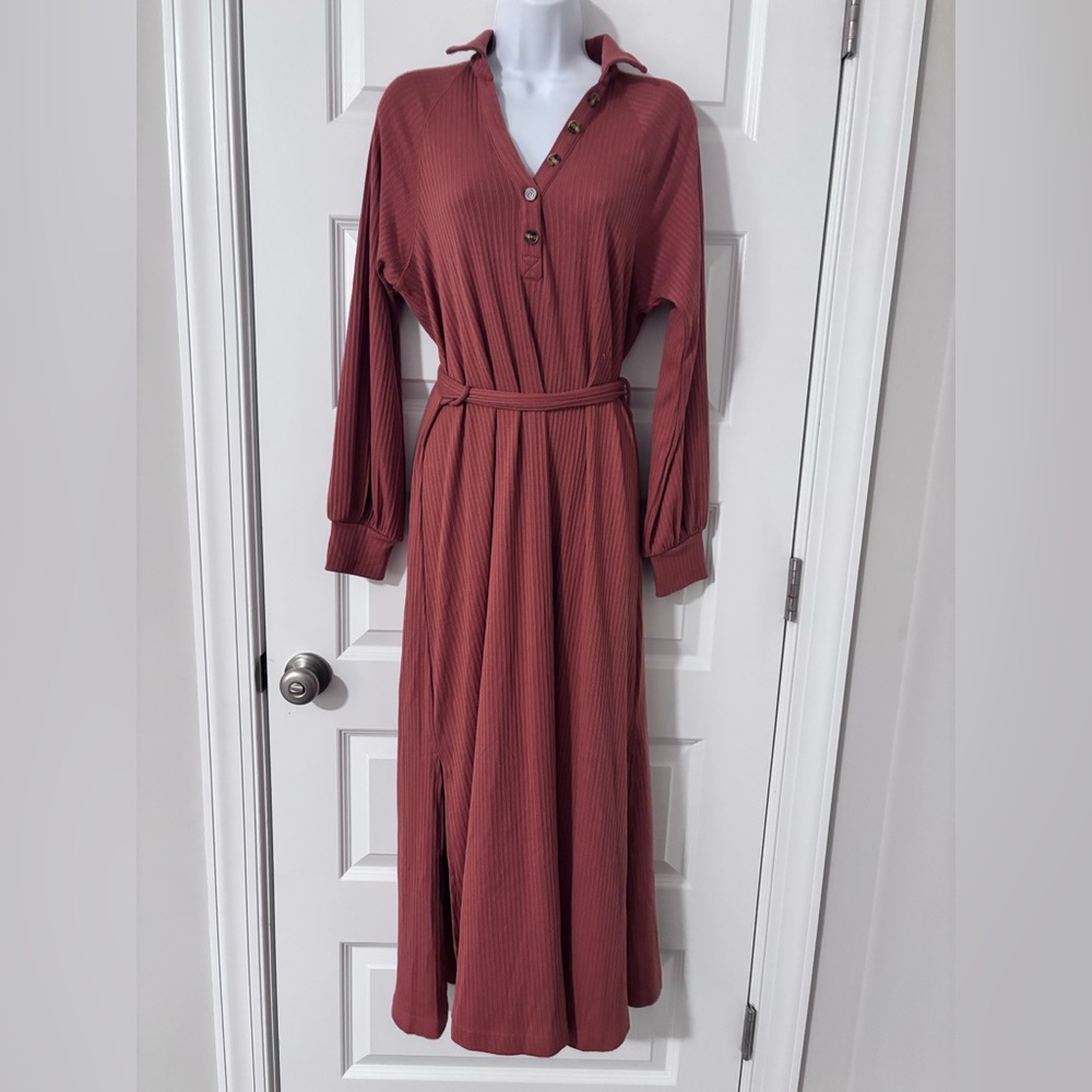 In Bloom Dusty Rust Long Sleeve Dress